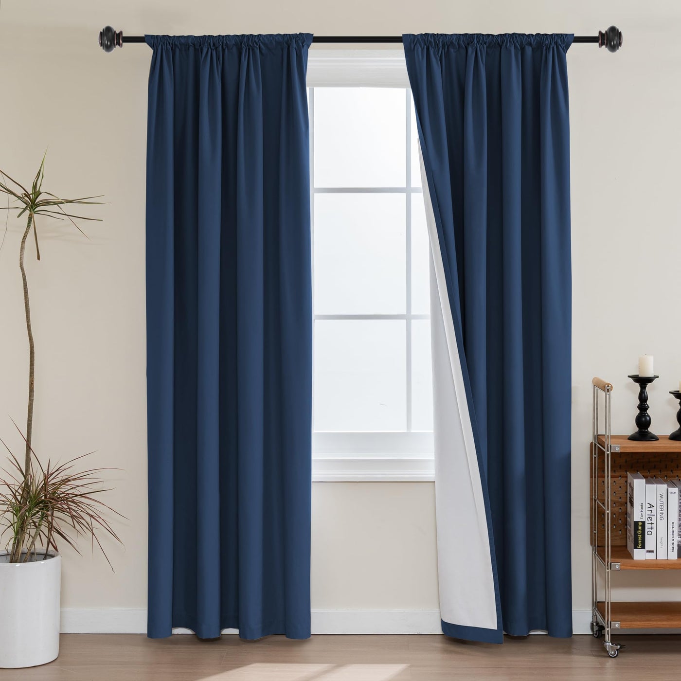 H.VERSAILTEX HVERSAILTEX 100 Blackout Curtains for Bedroom Light Blocking Drapes with White Liner for Nursery Thermal Insulated Draperies for Living Room2 Panels 52 x 84 Inch Navy